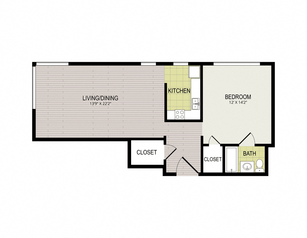 The Broadview Apartments 1H Floor Plan
